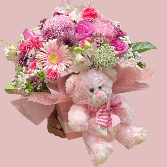 Pink Teddy & Blooms